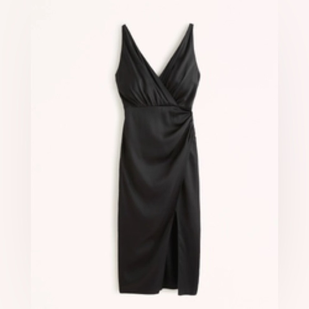 Abercrombie Satin Draped Wrap Midi Dress